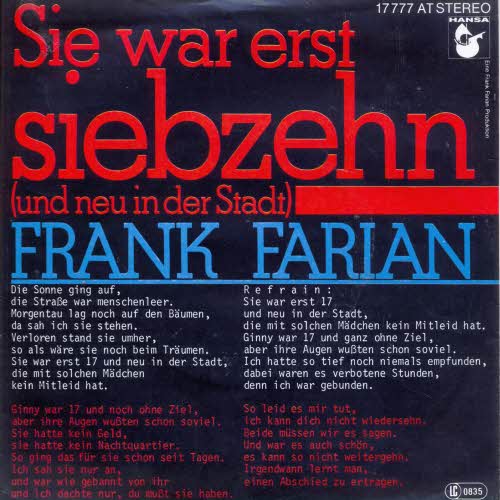 Farian Frank - Sie war erst siebzehn